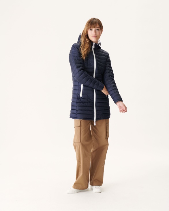 Jott UK Reversible Light Down Jacket White/Navy Blue Moscou