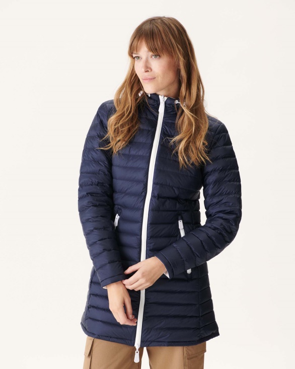 Jott UK Reversible Light Down Jacket White/Navy Blue Moscou