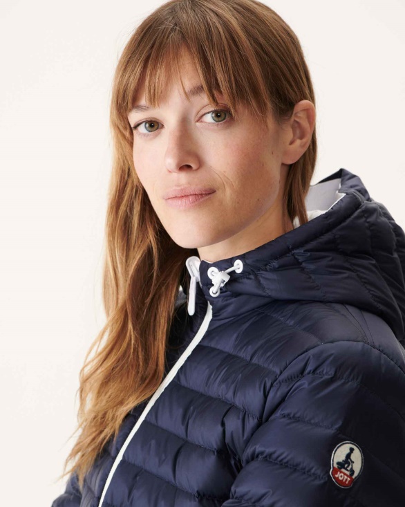 Jott UK Reversible Light Down Jacket White/Navy Blue Moscou
