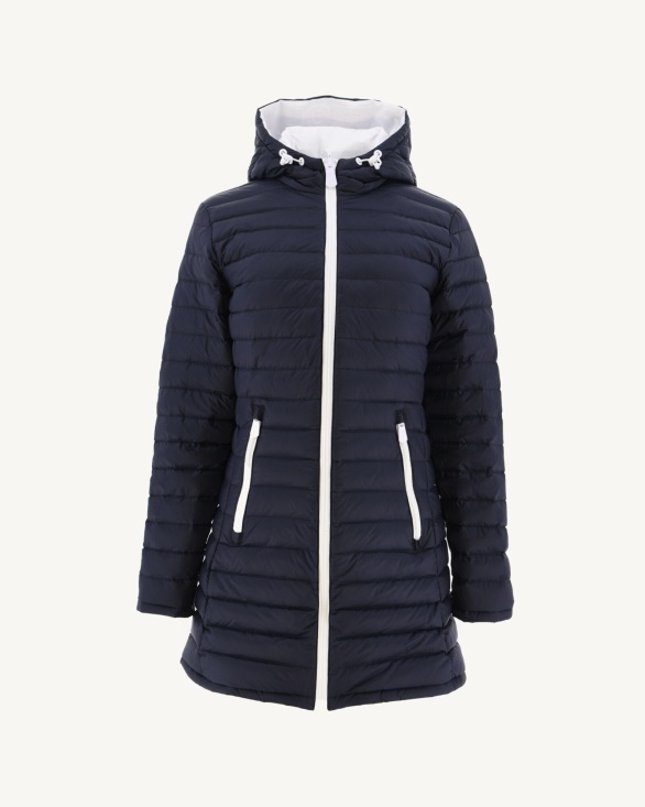 Jott UK Reversible Light Down Jacket White/Navy Blue Moscou