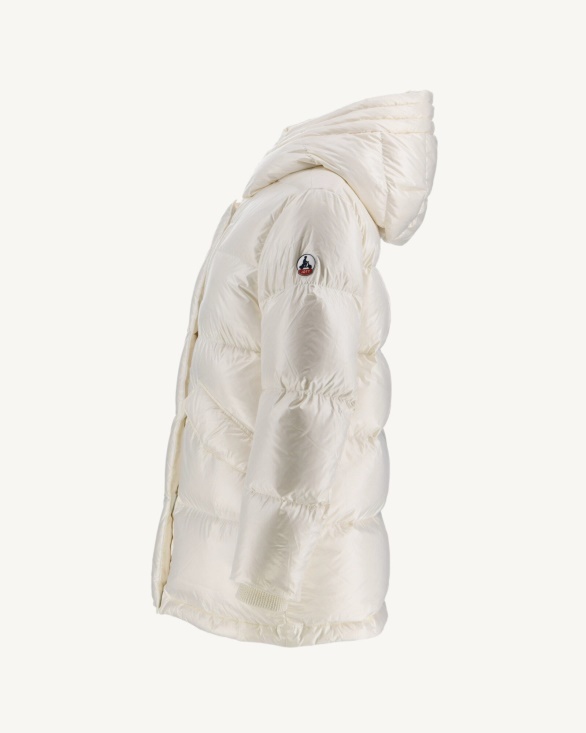 Jott UK White Hooded Lacquered Down Jacket Santa