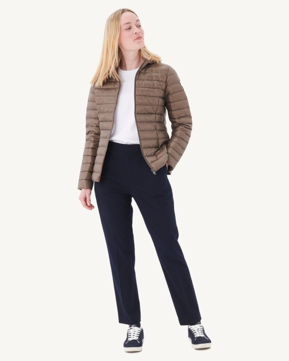 Lightweight Hooded Down Jacket Taupe Cloe Jott UK