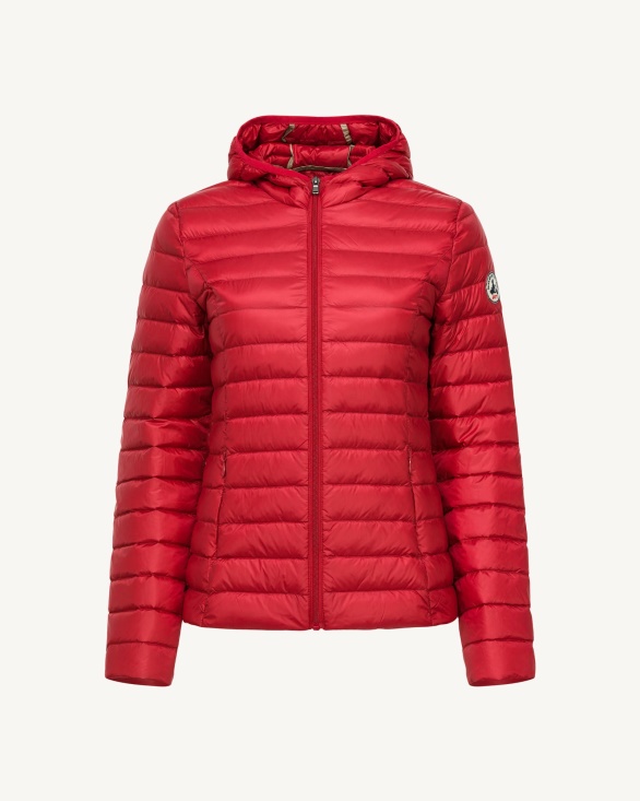 Jott UK Lightweight Hooded Down Jacket Red Cloe