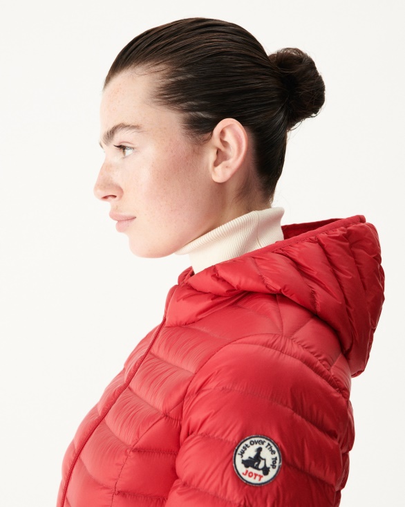 Jott UK Lightweight Hooded Down Jacket Red Cloe