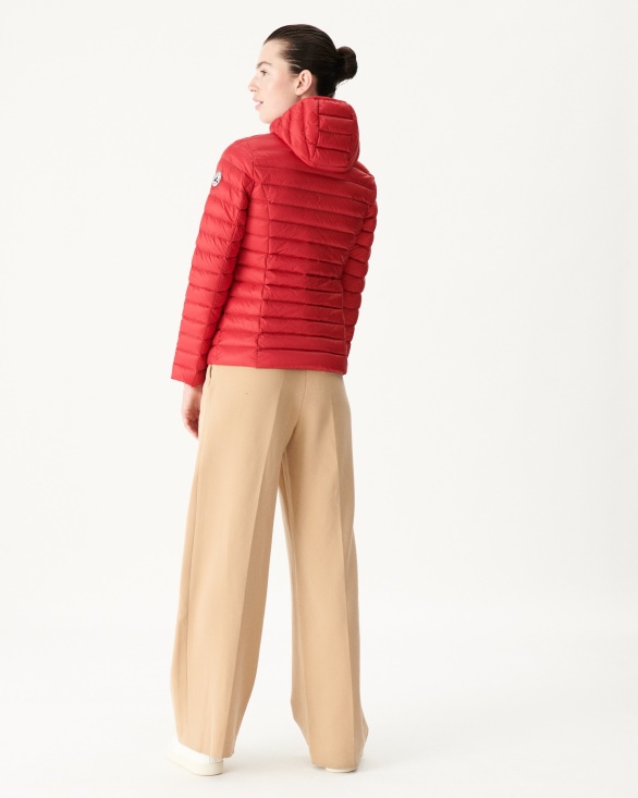 Jott UK Lightweight Hooded Down Jacket Red Cloe