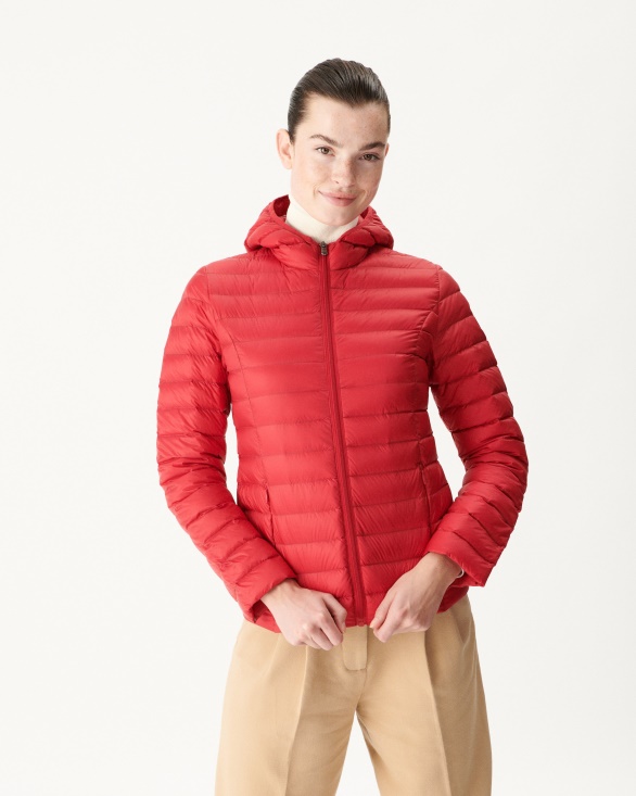 Jott UK Lightweight Hooded Down Jacket Red Cloe