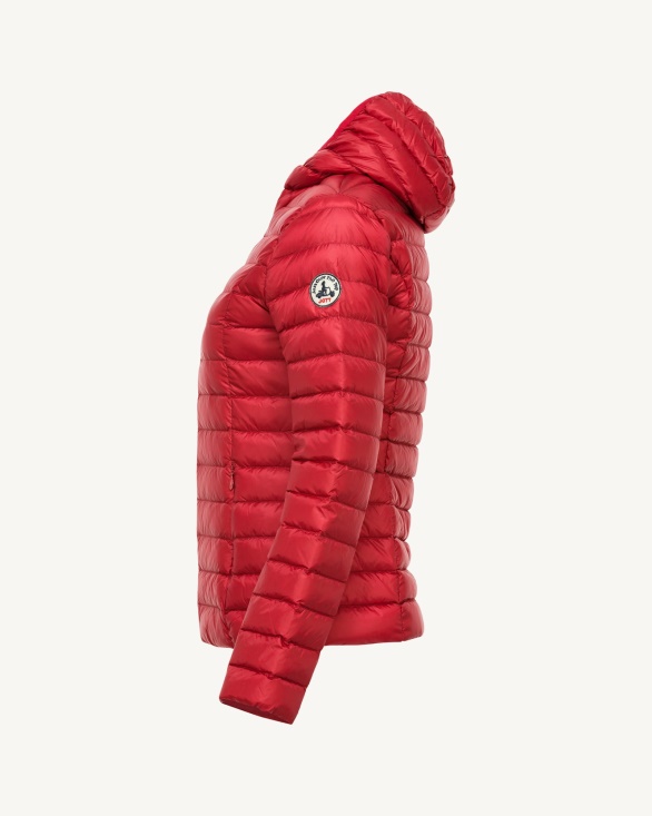 Jott UK Lightweight Hooded Down Jacket Red Cloe