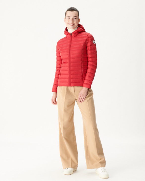 Jott UK Lightweight Hooded Down Jacket Red Cloe